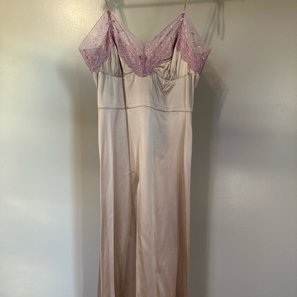Brand New With Tags Cynthia Rowley Silk and Elegant Cream and Purple Lace Dress.